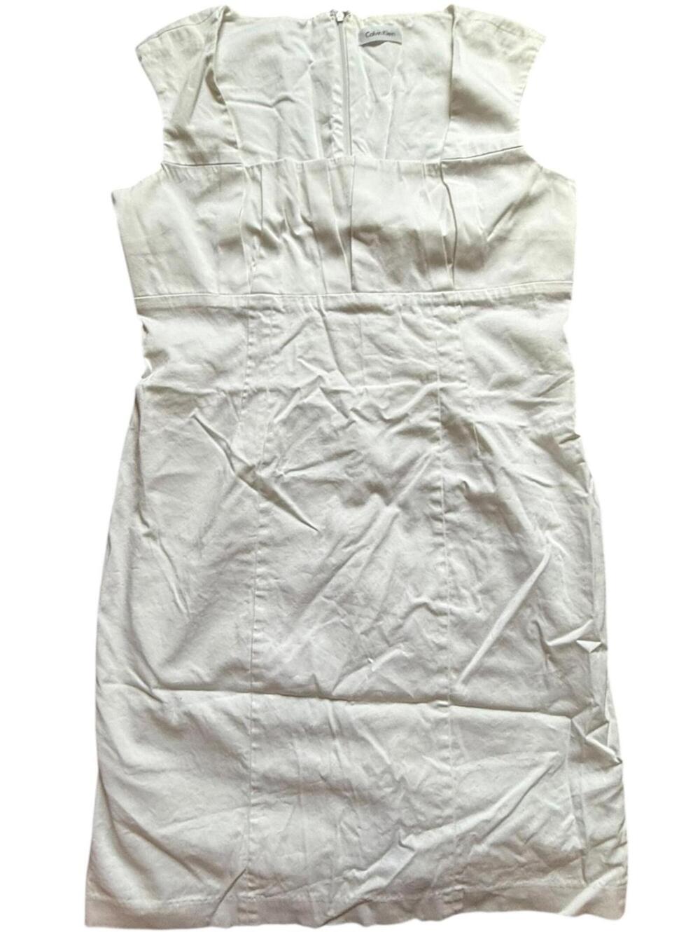 Calvin Klein White Sleeveless Sheath Dress • Size: Approx. US 6 (Small–Medium)